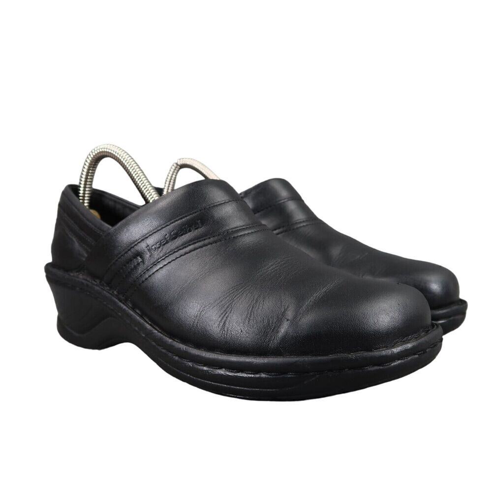Josef Seibel Shoes Womens 39 Clog Classic Leather Black Zip Comfort Work Casual